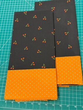 Handmade Cherry Pillowcase Set | Black & Orange Polka Dot Cotton 20x30 Queen